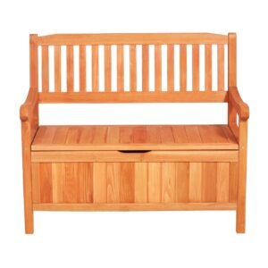 Outdoor Storage Bench, 2-Person Wooden Storage Bench, 33 Gallons Deck Box with Side Handle, Supports up to 705 lbs, Weatherproof Outdoor Seating & Porch Decor, for Patio Garden Balcony Yard