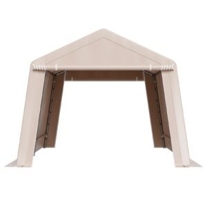 outdoor storage shed 10 x 15 ft portable storage tent with 2 roll up doors vents waterproof canopy shed shelter heavy duty frame patio garage carport for motorcycle lawn mower beige.jpg