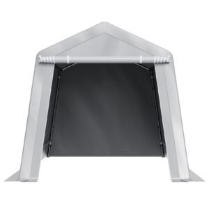 Outdoor Storage Shed, 8 x 14 ft Portable Storage Tent with Roll-up Door & Vents, Waterproof Canopy Shed Shelter, Heavy Duty Frame, Patio Garage Carport for Motorcycle, Lawn Mower, Bike, Grey