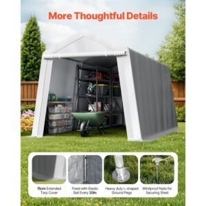 outdoor storage shed 8 x 14 ft portable storage tent with roll up door vents waterproof canopy shed shelter heavy duty frame patio garage carport for motorcycle lawn mower bike grey 5.jpg