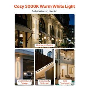 outdoor wall lights, 2 pack, 39.4 inch long strip modern exterior wall sconce light fixtures, 3000k warm white, ip65 waterproof anti rust outside wall mount lighting, for house, porch, garage