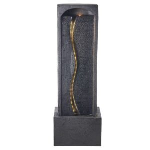 Outdoor Water Fountain, 38.58 in Height Fountain and Waterfall, 1-Tier Floor Standing Rock Base Style Fountains with with LED Light and Pump, for Outdoor Indoor Garden, Home, Patio & Backyard