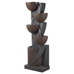 Outdoor Water Fountain, 49.61 in Height Fountain and Waterfall, 5-Tier Floor Standing Jar-Shaped Cascading Fountains with LED Light and Pump, for Outdoor Indoor Garden, Home, Patio & Backyard