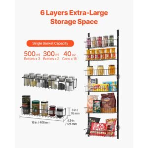 over the door pantry organizer 6 tier pantry organization and storage heavy duty steel hanging spice rack adjustable wall seasoning shelves for home kitchen laundry room bathroom black 4.jpg
