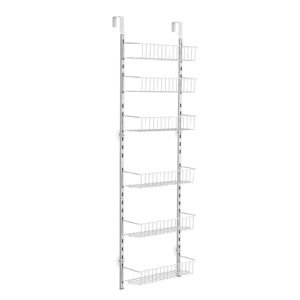 Over the Door Pantry Organizer, 6-Tier Pantry Organization and Storage, Heavy-Duty Steel Hanging Spice Rack, Adjustable Wall Seasoning Shelves, for Home Kitchen Laundry Room Bathroom, White