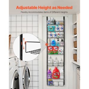 over the door pantry organizer 8 tier pantry organization and storage heavy duty steel hanging spice rack adjustable wall seasoning shelves for home kitchen laundry room bathroom black 2.jpg
