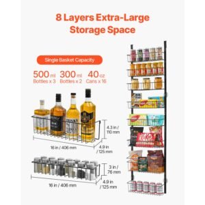 over the door pantry organizer 8 tier pantry organization and storage heavy duty steel hanging spice rack adjustable wall seasoning shelves for home kitchen laundry room bathroom black 4.jpg