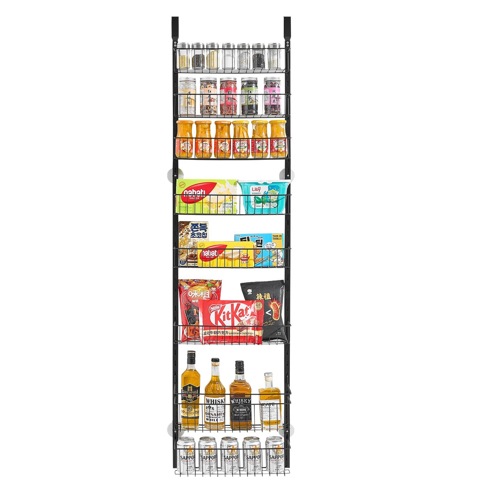 over the door pantry organizer 8 tier pantry organization and storage heavy duty steel hanging spice rack adjustable wall seasoning shelves for home kitchen laundry room bathroom black.jpg