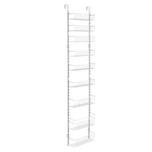 Over the Door Pantry Organizer, 9-Tier Pantry Organization and Storage, Heavy-Duty Steel Hanging Spice Rack, Adjustable Wall Seasoning Shelves, for Home Kitchen Laundry Room Bathroom, White