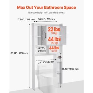 over the toilet storage cabinet 6614 in height bathroom storage organizer with double door and adjustable shelf bathroom space saver organizer above toilet with open shelf white 1.jpg