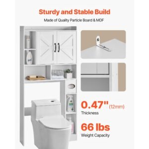 over the toilet storage cabinet 6614 in height bathroom storage organizer with double door and adjustable shelf bathroom space saver organizer above toilet with open shelf white 4.jpg