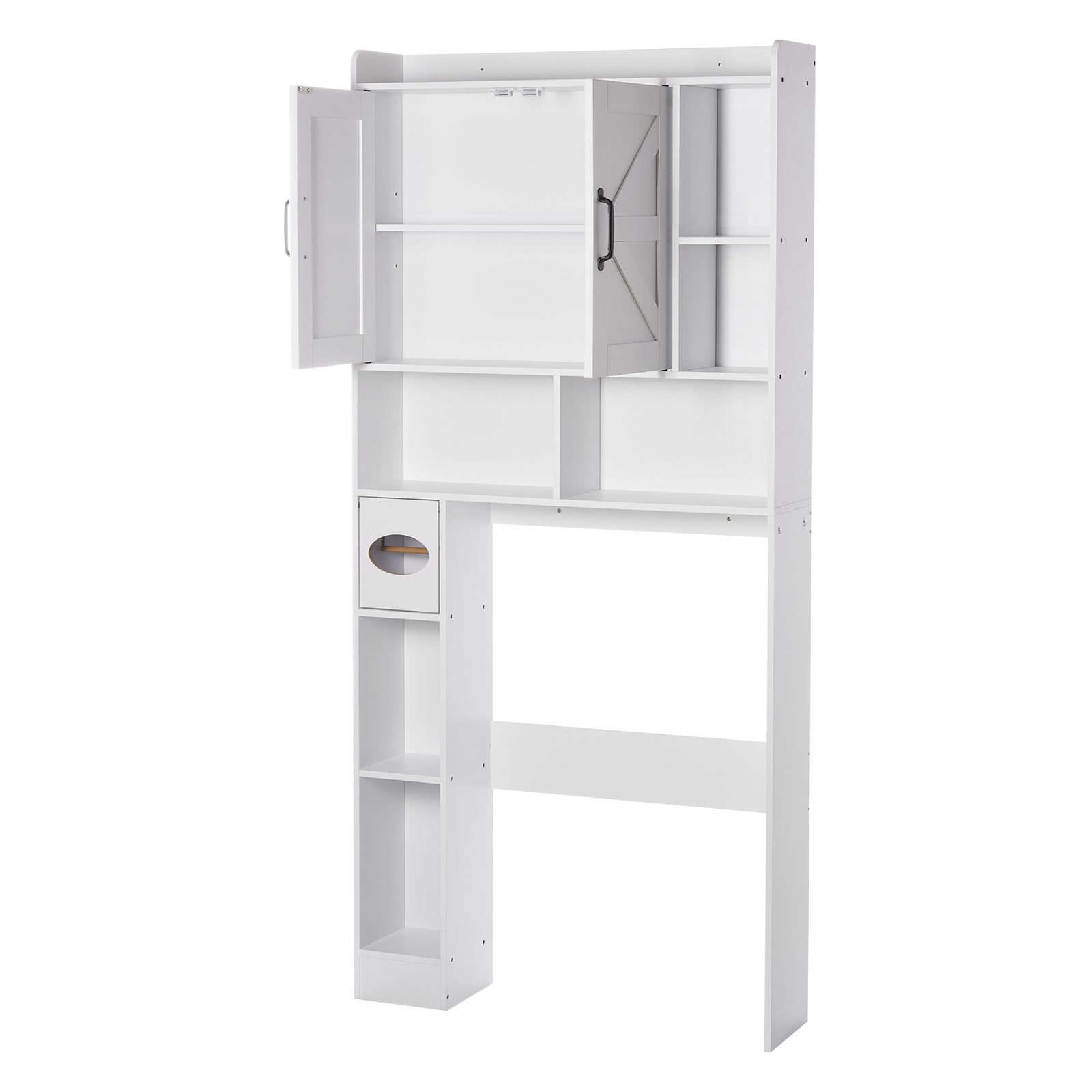 over the toilet storage cabinet 6614 in height bathroom storage organizer with double door and adjustable shelf bathroom space saver organizer above toilet with open shelf white.jpg