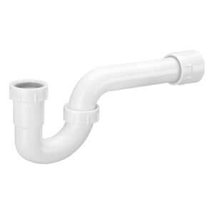 p trap, 1 1/2 inch p trap sink drain pipe kit with threaded adapter and tpu leak resistant washers, pp plastic pipe basin waste kit, under sink plumbing for kitchen bathroom sewer drain, white