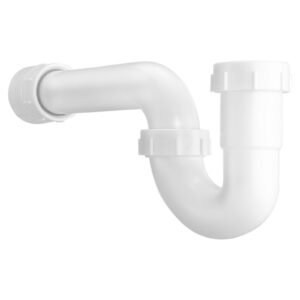 p trap, 1 1/2 inch p trap sink drain pipe kit with threaded adapter and tpu leak resistant washers, pp plastic pipe basin waste kit, under sink plumbing for kitchen bathroom sewer drain, white