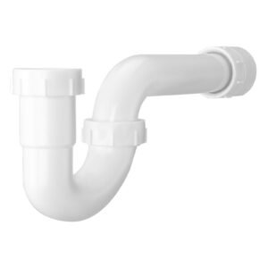 p trap, 1 1/2 inch p trap sink drain pipe kit with threaded adapter and tpu leak resistant washers, pp plastic pipe basin waste kit, under sink plumbing for kitchen bathroom sewer drain, white