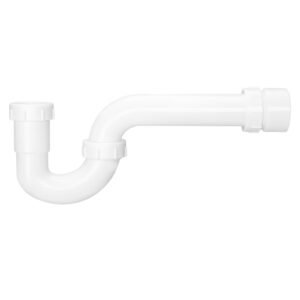 p trap, 1 1/2 inch p trap sink drain pipe kit with threaded adapter and tpu leak resistant washers, pp plastic pipe basin waste kit, under sink plumbing for kitchen bathroom sewer drain, white