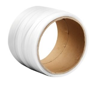 Packaging Woven Cord Strapping Roll, 330' Length x 3/4" Width x 0.03" Thickness, 1763 lbs Break Strength, Heavy Duty Banding Pallet Strap Coil, Portable Strong Banding Packing Straps, White