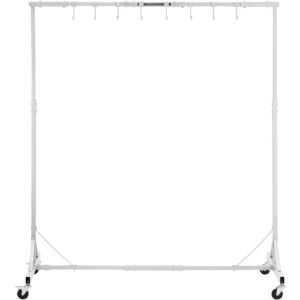 Painting Rack, 5 ft-7 ft Adjustable Height, 66 lbs Capacity Automotive Paint Rack Stand, 8 Hooks Painting Drying Rack with 4 Swiveling Wheels, Auto Body Stand for Auto Repair Shops & Garage