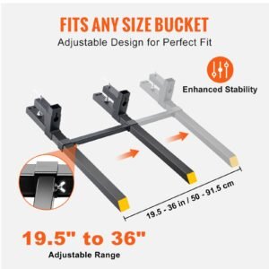 pallet forks 2000 lbs clamp on pallet forks 43 total length tractor bucket forks with adjustable stabilizer bar heavy duty pallet forks for tractor attachments skid steer loader bucket 3.jpg