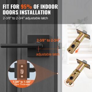 passage door handle 1 pack matte black door lever left or right handing reversible lever non locking 45 rotation to open square interior door handles for hallways closets meeting spaces 2.jpg