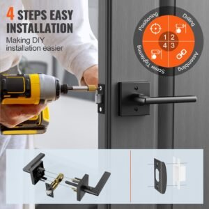 passage door handle 1 pack matte black door lever left or right handing reversible lever non locking 45 rotation to open square interior door handles for hallways closets meeting spaces 3.jpg