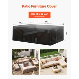 patio furniture cover 420d heavy duty waterproof outdoor dining table and chairs cover large rectangular patio table covers with air vent for all weather 98l x 78w x 32h inch black 13.jpg