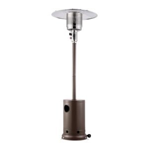 Patio Heater for Outdoor Use, 50000BTU Propane Heater Tall Hammered With Round Table Design, Metal Burner and Wheels, Fixed Outdoor Patio Flame Heater for Patio, Party, Backyard, Garden, Bronze