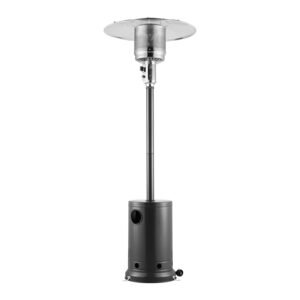 Patio Heater for Outdoor Use, 50000BTU Propane Heater Tall Hammered With Round Table Design, Metal Burner and Wheels, Outdoor Patio Flame Heater for Patio, Party, Backyard, Garden, Silver Gray
