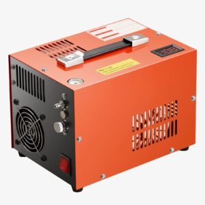 pcp air compressor, 4500psi/30mpa portable pcp airgun compressor with built in converter & fan cooling system, dc12v/ac120v manual stop air rifle, paintball and scuba tank compressor pump