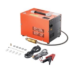pcp air compressor, 4500psi/30mpa portable pcp airgun compressor with built in converter & fan cooling system, dc12v/ac120v manual stop air rifle, paintball and scuba tank compressor pump
