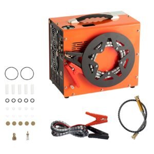 PCP Air Compressor, 4500PSI/30Mpa Portable PCP Airgun Compressor with Built-in Power Converter, Auto-Stop | DC12V/AC120V | Oil & Water-Free Air Rifle, Paintball and Scuba Tank Compressor Pump