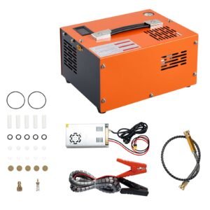 PCP Air Compressor, 4500PSI/30Mpa Portable PCP Airgun Compressor with External Converter, DC12V, AC115V | Oil & Water-Free | Manual-Stop Air Rifle, Paintball and Scuba Tank Compressor Pump