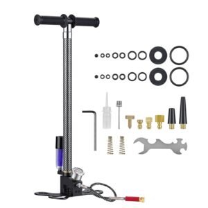 PCP Hand Pump, 3.5 Stage, High Pressure Air Rifle Filling Stirrup Pump, 31.03 MPa 4500 PSI, with Oil-Moisture Filter, Pressure Gauge, Stainless Steel Body, for Airguns Paintball Tire Filling