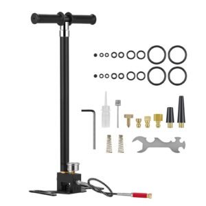PCP Hand Pump, 4 Stage, High Pressure Air Rifle Filling Stirrup Pump, Max 40 MPa 5800 PSI, with Oil-Moisture Filter, Pressure Gauge, Stainless Steel Body, for Airguns Paintball Tire Filling