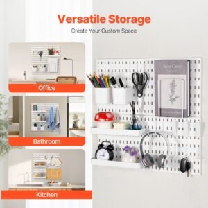 pegboard combination kit 11 x 11 plastic pegboard 4 panels peg board wall organizer kit with accessories for garage tool storage kitchen living room craft room office bathroom home white 1.jpg