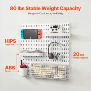 pegboard combination kit 11 x 11 plastic pegboard 4 panels peg board wall organizer kit with accessories for garage tool storage kitchen living room craft room office bathroom home white 2.jpg