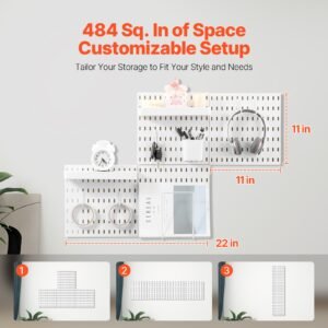 pegboard combination kit 11 x 11 plastic pegboard 4 panels peg board wall organizer kit with accessories for garage tool storage kitchen living room craft room office bathroom home white 3.jpg