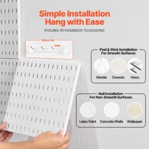 pegboard combination kit 11 x 11 plastic pegboard 4 panels peg board wall organizer kit with accessories for garage tool storage kitchen living room craft room office bathroom home white 5.jpg