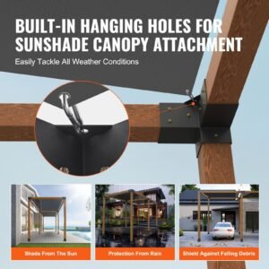 Pergola Bracket Kit 4''x4''(Inner Size 3.6x3.6), 4pcs 3-Way Heavy Duty Corner Bracket Woodworks DIY Post Base Kit, Easy Installation Wooden Beams for Gazebos, Patio Pergolas, Log Cabin Outdoor