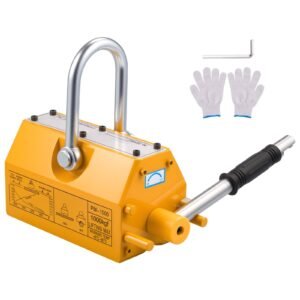 Permanent Magnetic Lifter, 2200 lbs Pulling Capacity, Heavy Duty N42 Neodymium Lifting Magnet with Release Handle and Steel Hook, Used in Shop Crane and Hoist, for Lifting Plate Steel, Board