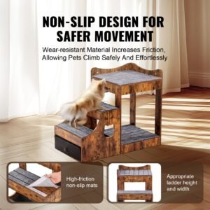pet bunk bed with removable stairs dogcat window perch with storage multi level bed window perch dog bedside sleeper couch small pet seat platform indoor use rustic brown 4.jpg