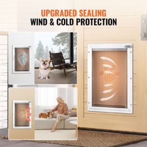pet door 113 x 1602 aluminum frame with lock and flap system weatherproof doggy door easy to install in interior or exterior doors pet door suitable for cat doggie kitties white m 1.jpg