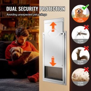 pet door 113 x 1602 aluminum frame with lock and flap system weatherproof doggy door easy to install in interior or exterior doors pet door suitable for cat doggie kitties white m 2.jpg