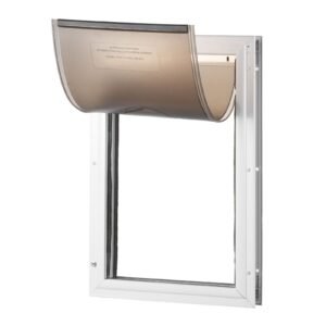 Pet Door, 8.27" x 11.93" Aluminum Frame with Lock and Flap System, Weatherproof Doggy Door, Easy to Install in Interior or Exterior Doors, Pet Door Suitable for Cat Doggie Kitties (White-Small)