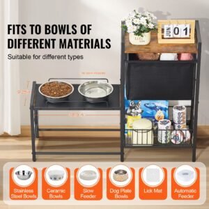 Pet Feeding Station with Storage, Elevated Dog Bowls, Raised Dog Bowl Stand, Dog Food Storage and Feeder Station with Storage Shelves, Pet Toy Storage Organizer, for Large Medium Small Dogs