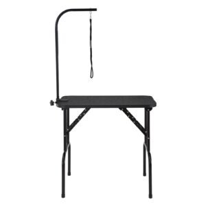 Pet Grooming Table Arm with Clamp, 32''x18'' Dog Grooming Station, Foldable Pets Grooming Stand for Medium and Small Dogs, Free No Sit Haunch Holder with Grooming Loop, Bearing 220lbs