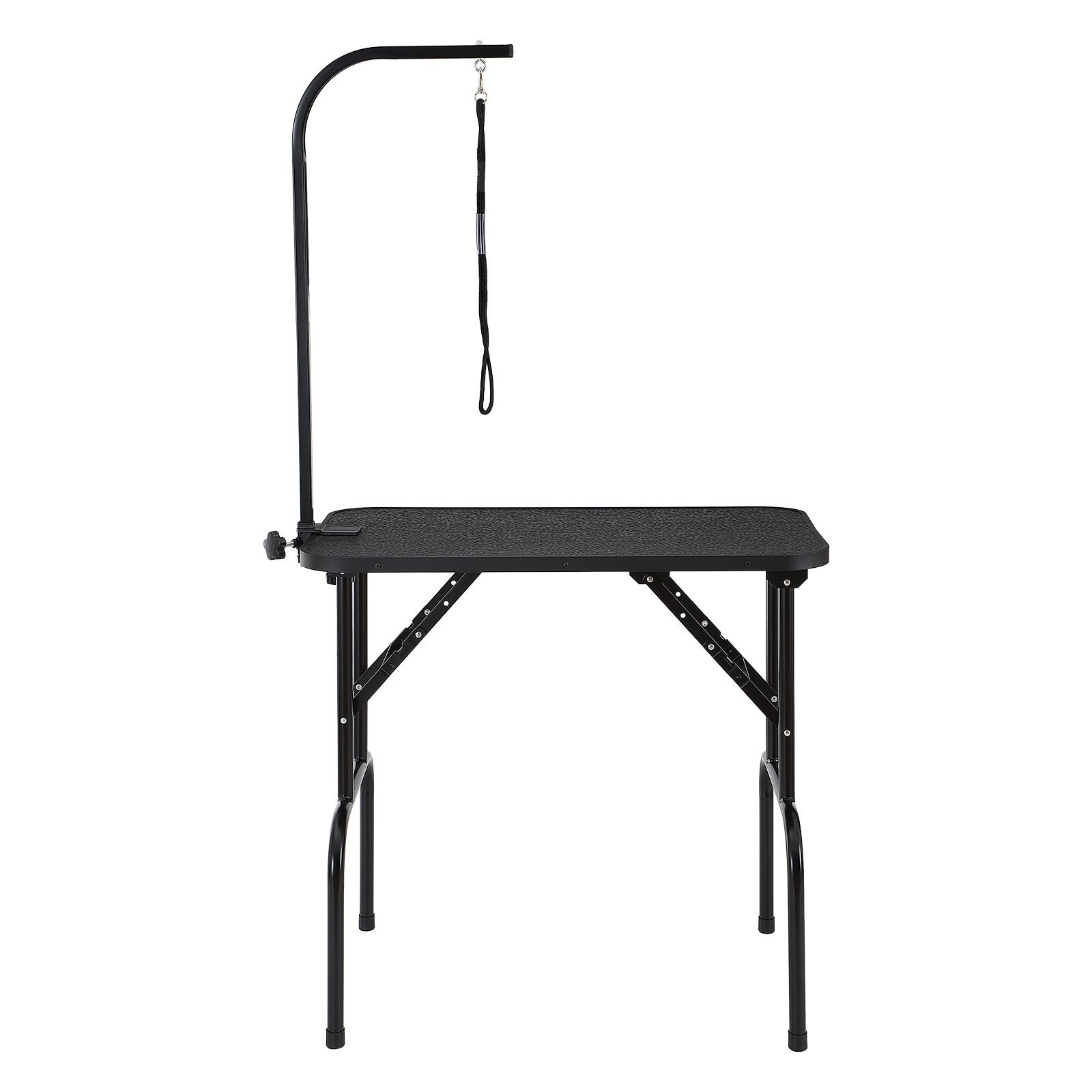 pet grooming table arm with clamp, 32''x18'' dog grooming station, foldable pets grooming stand for medium and small dogs, free no sit haunch holder with grooming loop, bearing 220lbs