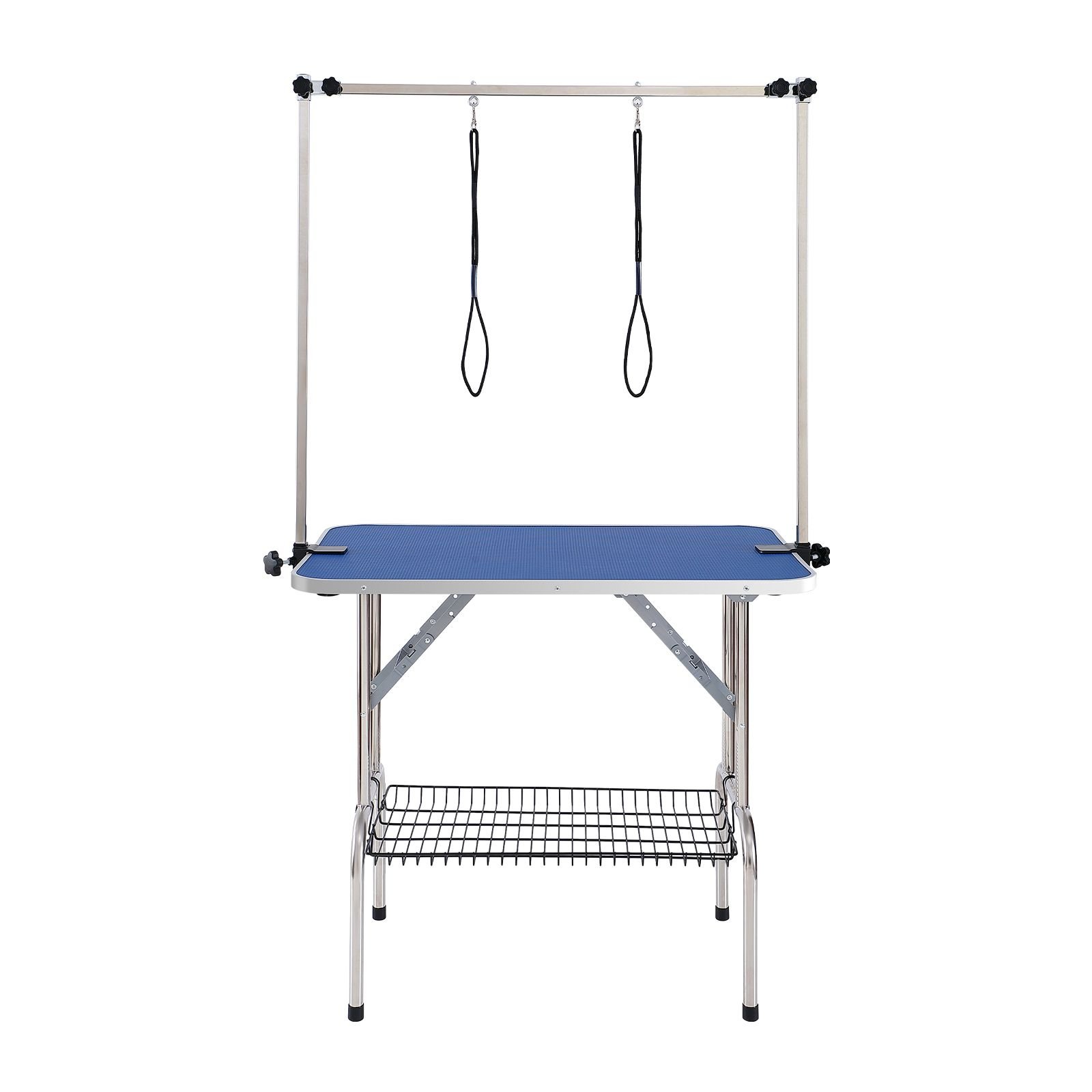 pet grooming table two arms with clamp, 36''x24'' dog grooming station, foldable pets grooming stand for medium and small dogs, free no sit haunch holder with grooming loop, bearing 330lbs