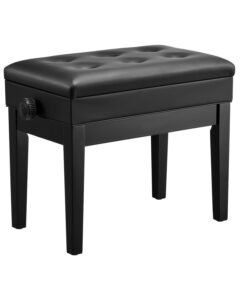Piano Bench, 22" x 13" x 19.3", Keyboard Piano Chair with 19.3"-22.8" Adjustable Height, Padded Cushion, Storage Compartment for Music Books, Wooden Piano Stool Seat, for Vanity, Living Room