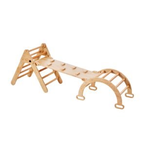 pikler triangle set 5 in 1 toddler climbing toys indoor playground ramp and arch montessori climbing set with triangle medium size wooden climbing gym for toddlers 1 3 years wood color 1.jpg